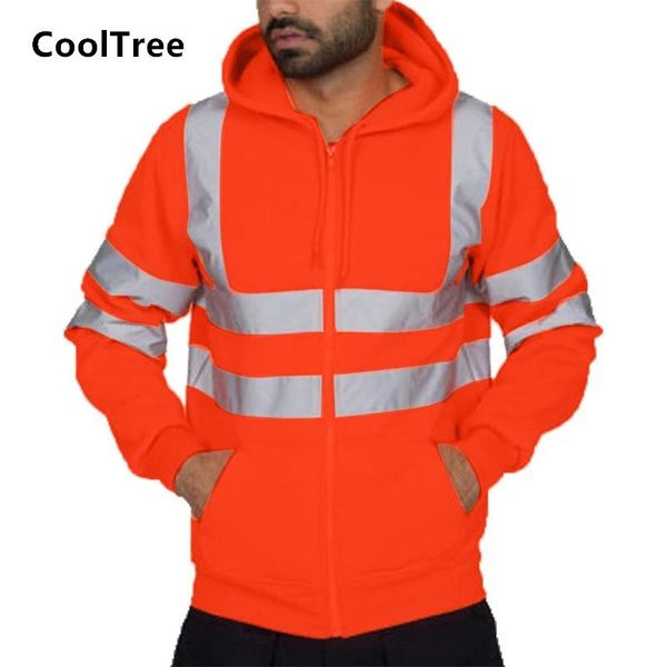 

men's jackets cooltree men jacket spring autumn reflective strip design patchwork hooded coats male zipper workwear outerwear brand clo, Black;brown
