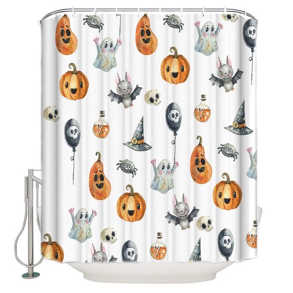 

halloween night shower curtain with 12 hooks 60x72inch, polyester shower bath curtains waterproof home bathroom decorations,