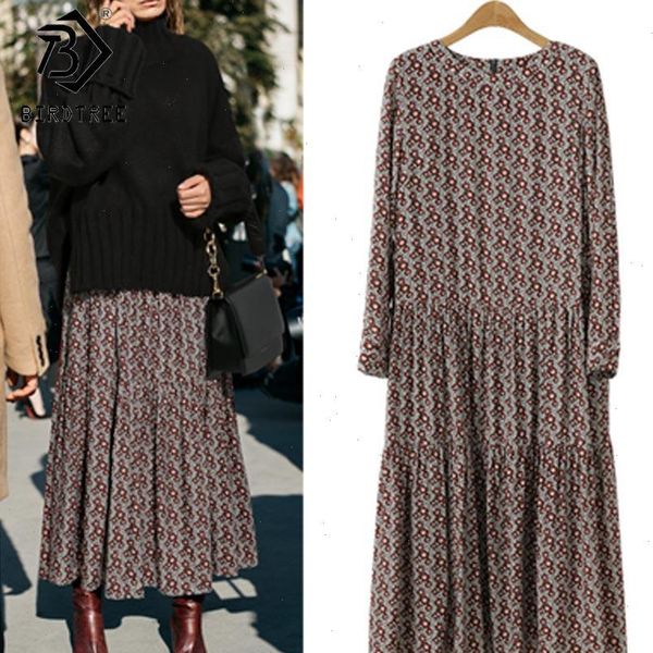 

womens dresses plus size 4xl o neck women print flowers shirt dress fall fashion vintage long sleeves good quality female, Black;gray