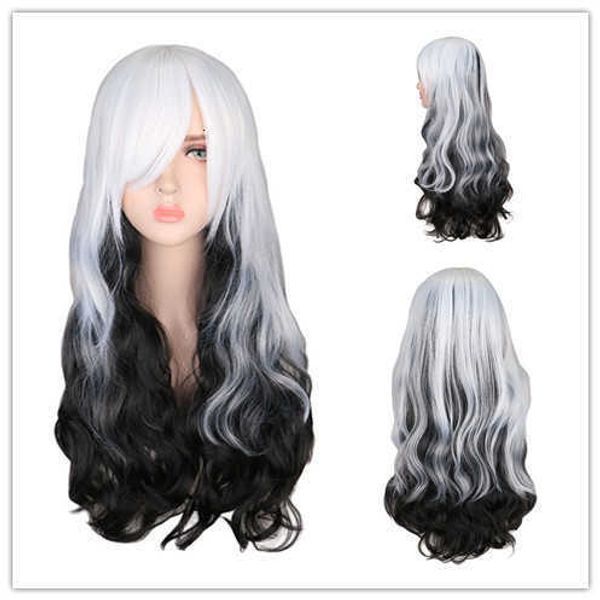 

harajuku super cute wig black and white mixed color cosplay wig