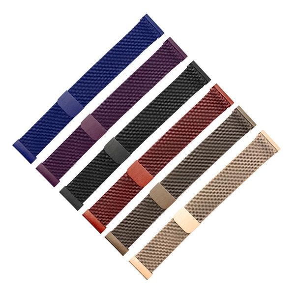 

watch bands general women thin ventilation strap milanese magnetic closure stainless steel band replacement 16mm, Black;brown