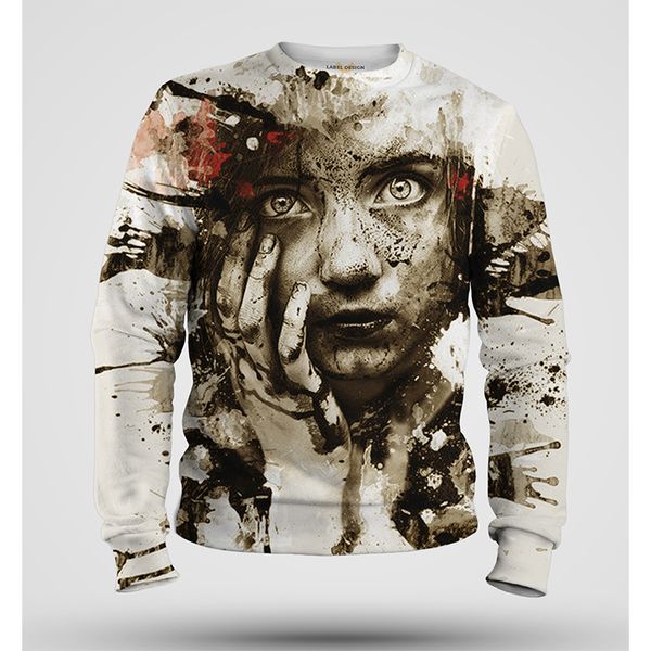 

portrait design 3d printing hoodie visual impact party punk gothic round neck american sweatshirt hoodie, Black