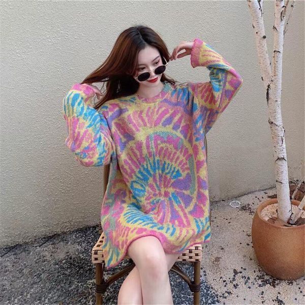 

women's sweaters autumn winter women all-match mid-length o-neck loose pullover lazy style knitting sweater outerwear mm0706, White;black