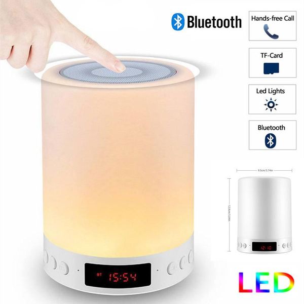 

mini speakers night light with bluetooth speaker portable wireless tf card touch control color led bedside table lamp