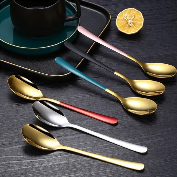 

18.7*37cm stainless steel long handle dessert spoon household teaspoons mixing stirring soup ice cream kitchen gadget spoons
