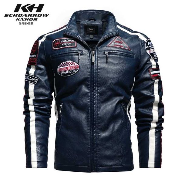 

autumn winter men faux leather jacket motorcycle blue, red and black jacket 3xl men's male pu leather 220125