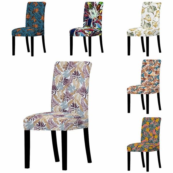

chair covers printed cover elastic dining restaurant stretch fashion seat 6 styles