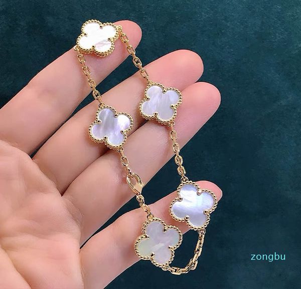 

colors fashion classic 4/four leaf clover charm bracelets bangle chain 18k gold agate shell mother-of-pearl for women&girls wedding mother, Golden;silver