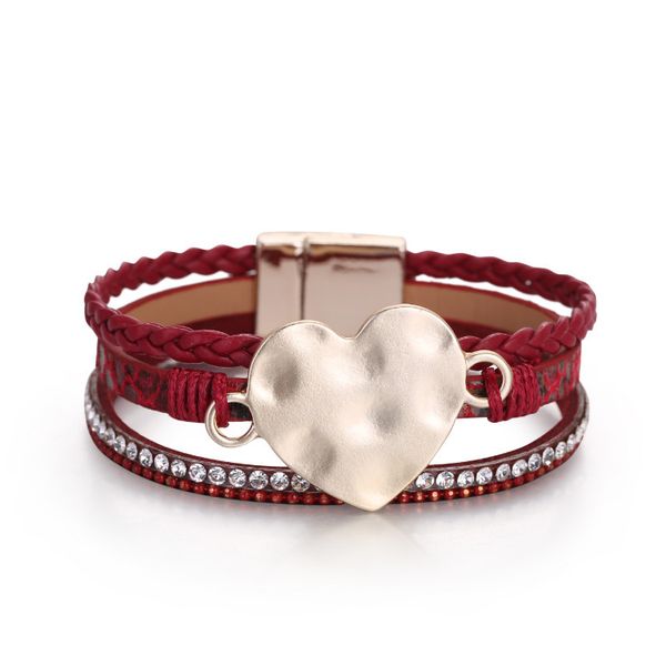 

popular pu leather national style bracelet bohemian three-layer woven snake pattern leather bracelet, Black