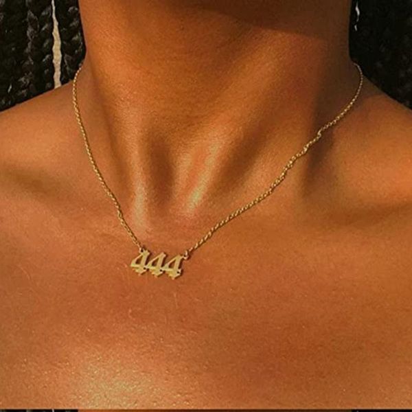 

pendant necklaces stainless steel angel number necklace 111 222 333 444 555 666 777 888 999, Silver
