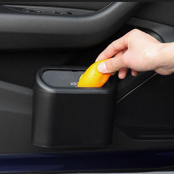 

car trash bin hanging vehicle garbage dust case storage box black abs square pressing type can auto interior accessories other