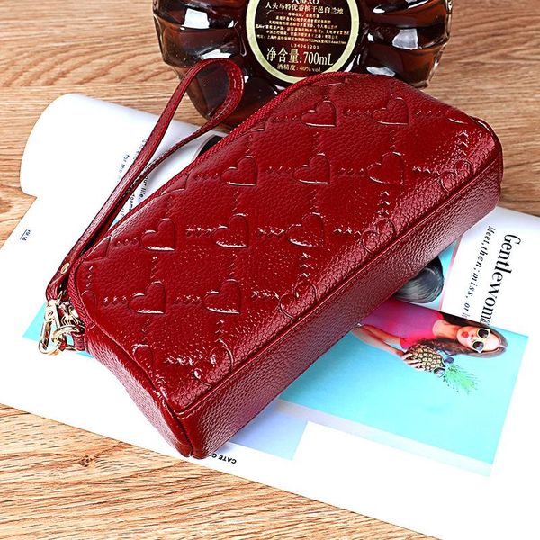 

wallets leather wallet korean embossed ladies clutch bag women purse small womens phone, Red;black