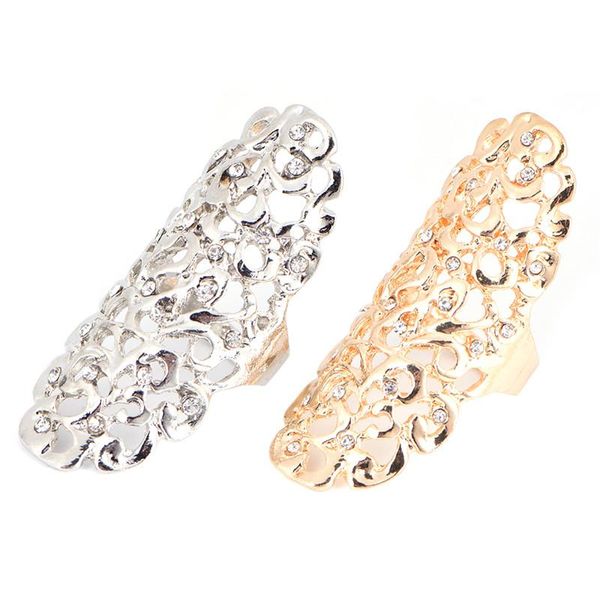

wedding rings 1 pcs cool full finger claw for women /men fashion jewelry hollow punk rock scroll joint crystal ring party, Slivery;golden