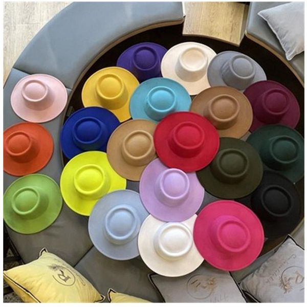 

wide brim hats women simple fedora porkpie hat floopy panama trilby cap autumn winter, Blue;gray