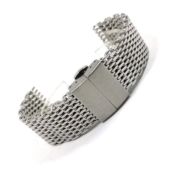 

watch bands shadowshark 18mm/20mm/22mm band stainless steel milan net weaving black silver strap 2021, Black;brown