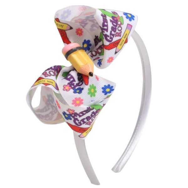

hair accessories 2021 back to school headband for girls hoop band infant children lovely fashion bow hairband, Slivery;white