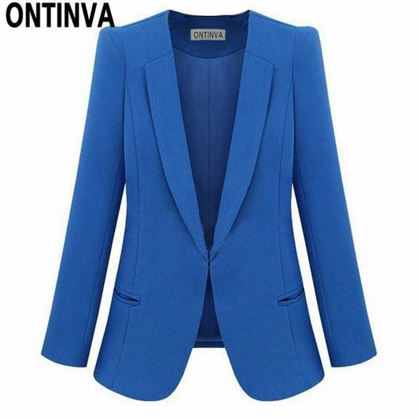 

ladies yellow blazer feminino plus size 4xl formal jacket women's white blaser rosa female blue women suit office 210527, White;black