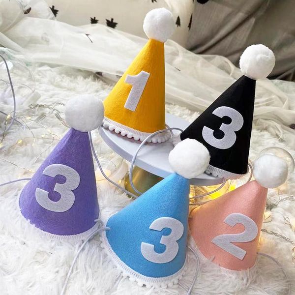 

party hats 13x9cm baby birthday 1/2/3/ years old children headband prince princess crown headwear hair accessories po props