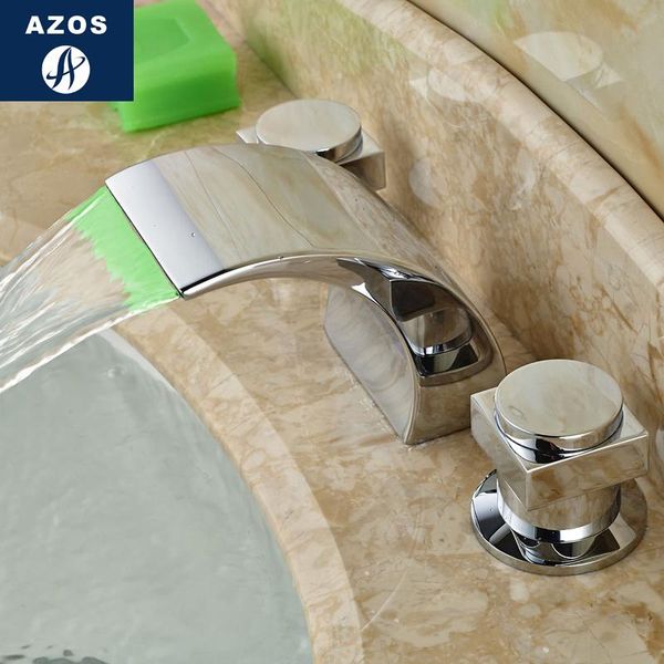 

bathroom sink faucets deck mounted waterfall cold water mixer tap chrome polished w/ w/o led light mpsk002g