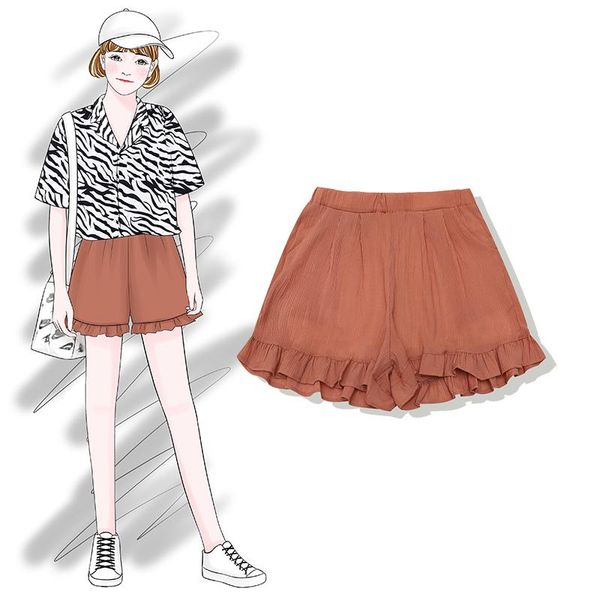 

women's shorts 2021 fashion clothing high waist casual wide leg female student, White;black