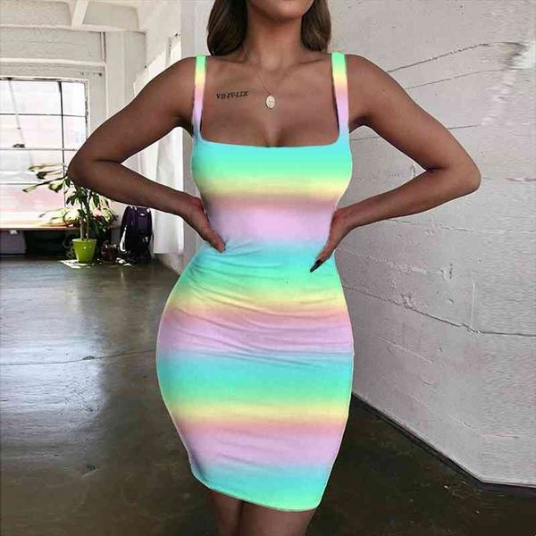 

rainbow colorful halter sleeveless art women dresses harajuku sundress clothing party, Black;gray