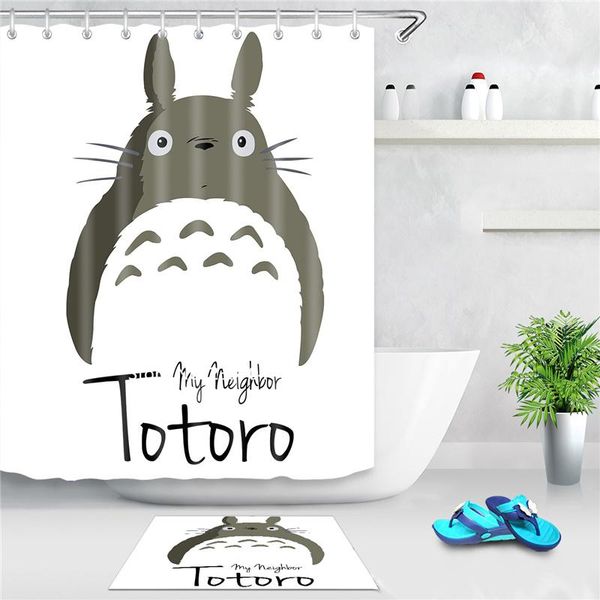 

home decoration cute cartoon totoro shower curtain washable waterproof and mildewproof with hook children gifts curtains