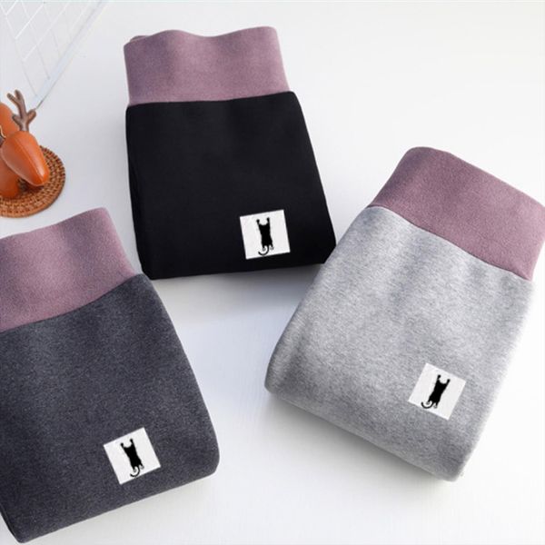 

fashion winter velvet warm pants womens leggings hight waist solid color comfortable keep stretchy, Black
