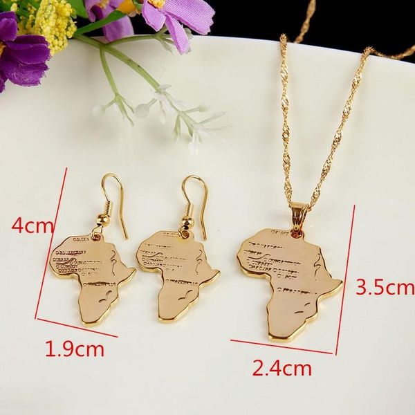 

earrings & necklace bangrui hiphop africa gift gold pendant chain wholesale african map men/women trendy jewelry, Silver