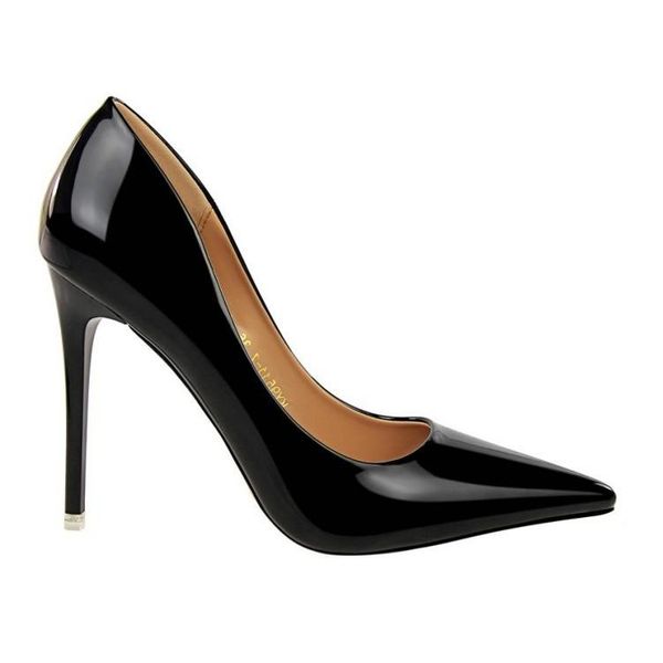 

size single shoes high-heeled pointed low-heeled women's dress, Black