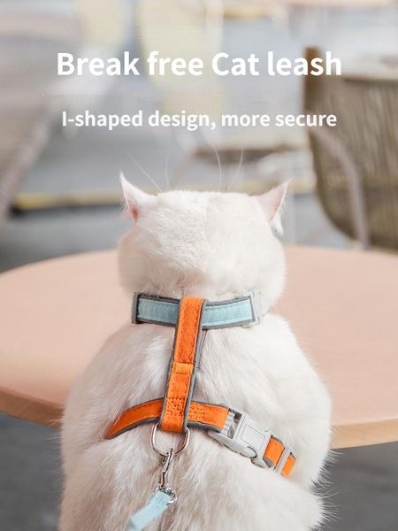 

cat collars & leads pet collar going out leash harness for cats walking rope artifact adjustable anti-strike kitten accessories