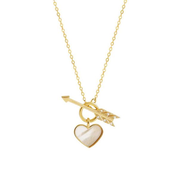 

chokers fashion shell stone short clavicle chain crystal love arrow necklace woman exquisite wild anniversary gifts jewelry, Golden;silver
