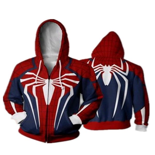 

new european 3d printed hooded zipper cardigan, Black