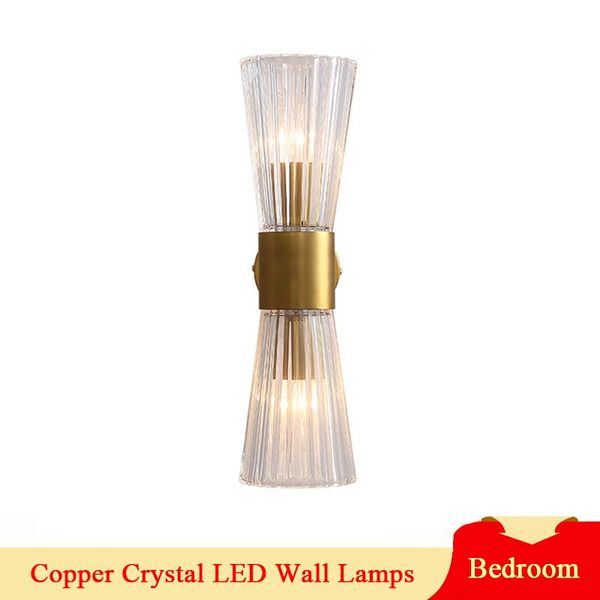

wall lamps american copper e14 led bedroom bedside crystal lampshade interior decoration light fixtures