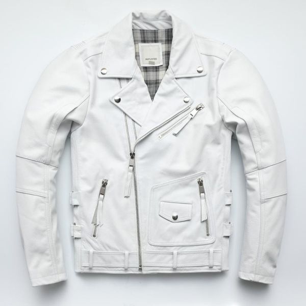 

men's leather & faux white army green wine red motorcycle jacket men 100% cowhide moto man coat winter warm m455, Black