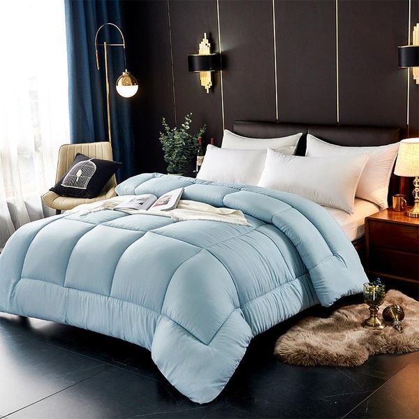 

comforters & sets winter warm cotton quilt soft thicken comforter queen for double bed solid color embossing home textiles