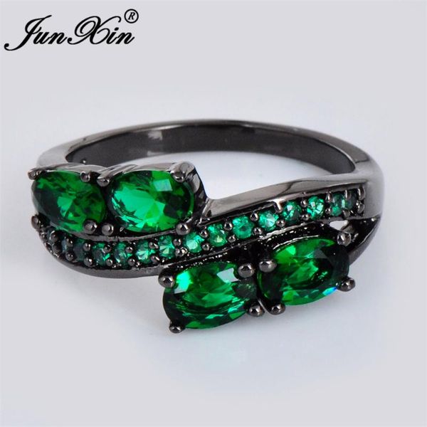 Anelli di nozze Junxin Fashion maschio femmina anello ovale verde annate oro nero pieni di gioielli retrò per uomini e donne