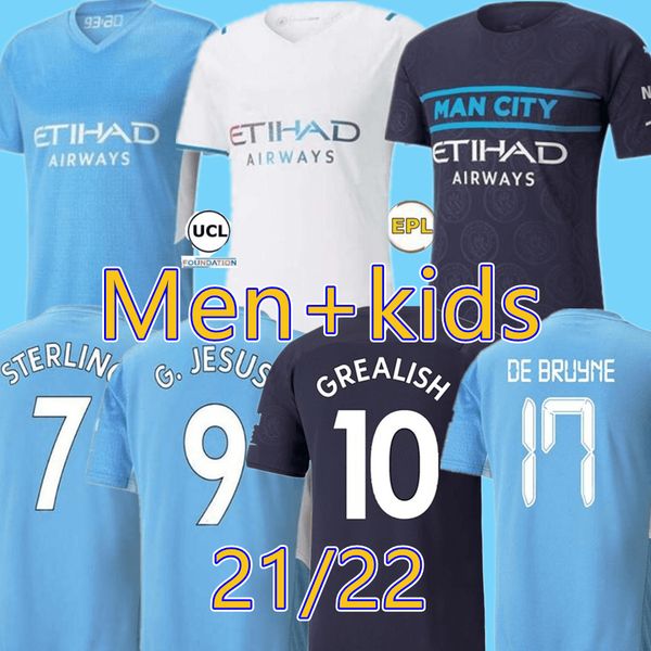 

fans player version manchester soccer jerseys 21 22 city home away foden 2021 2022 gundogan g.jesus bernardo sterling ferran grealish de bru, Black;yellow