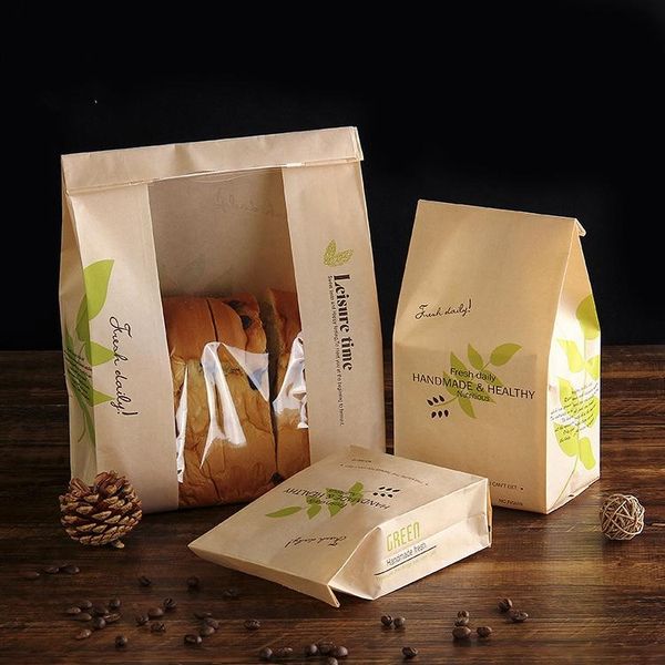 

kraft paper bag breakfast baking pastry 50pcs package gift wrap