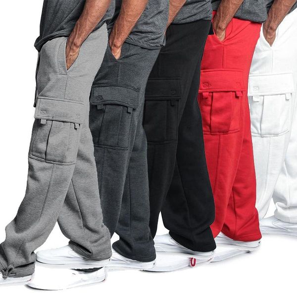 

men's pants men loose joggers solid color track casual trousers fashion sports plus size, Black