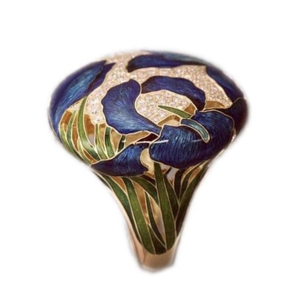 

cluster rings female fashion hand painted colorful oil ring suitable for banquet holiday anniversary jewelry gifts, Golden;silver