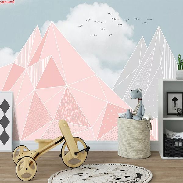 Benutzerdefinierte 3D-Fototapete für Kinderzimmer, Schlafzimmer, rosa Cartoon, handgemalter Hintergrund, Vlies-Gemälde, gute Qualität