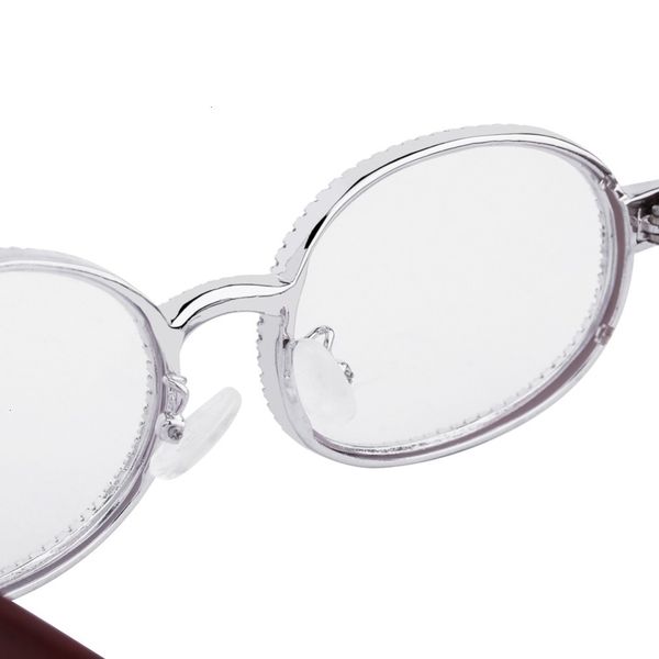 

highend accessories oh fashion men frame women eyeglass round clear lens glass iced out cubic zirconia hip hop rock sunglass, Black