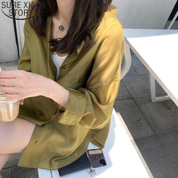 

women's blouses & shirts sunscreen blouse cardigan long shirt women summer see through sleeve turn down collar blusas mujer 15376, White
