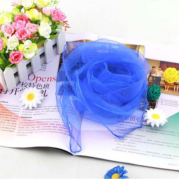 

sale women square silk head neck feel satin scarf stylish pure candy color soft chiffon wrap scarves, Blue;gray