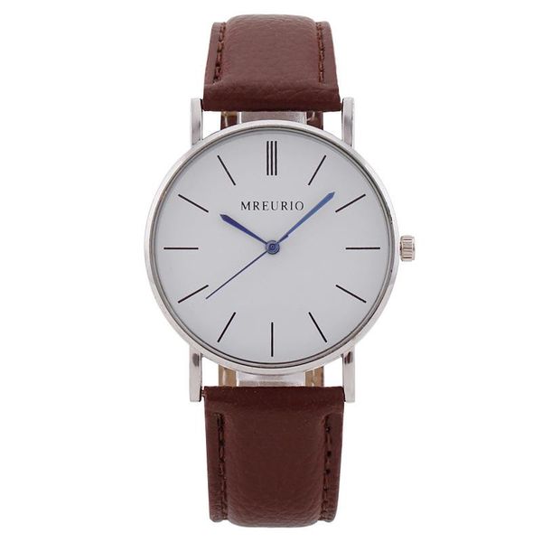 

wristwatches men quartz watch fashion featured lovers leather belt men's black white red brown gift, Slivery;brown
