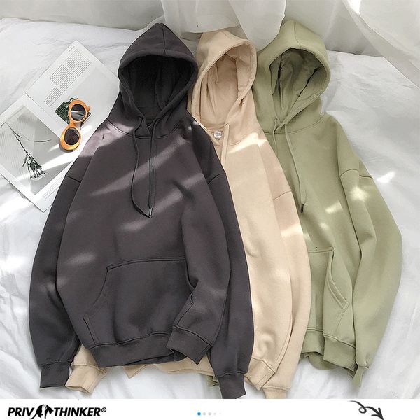 

mens designer t shirts pr korean men's casual hoodies solid colors fleece winter hooded sweatshirts 2021 streetwear man loose plus size, Black