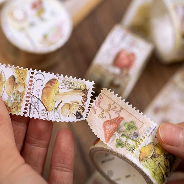 

gift wrap retro stamp series flowers mushroom stickers material paper diy diary junk journal decoration label sticker scrapbookin