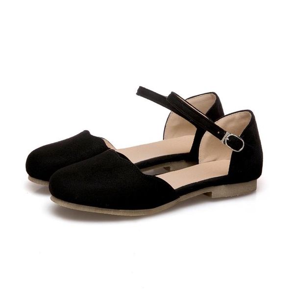 

big size round head sandals summer flat ladies women shoes woman, Black