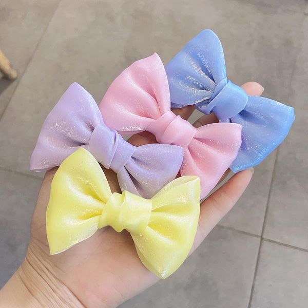 

hair accessories korea children headdress temperament fashion pearl bow clip ponytail girl hairpin princess, Slivery;white