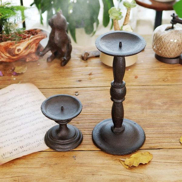 

candle holders european retro candlestick handmade cast iron handicraft holder home living room courtyard decoration